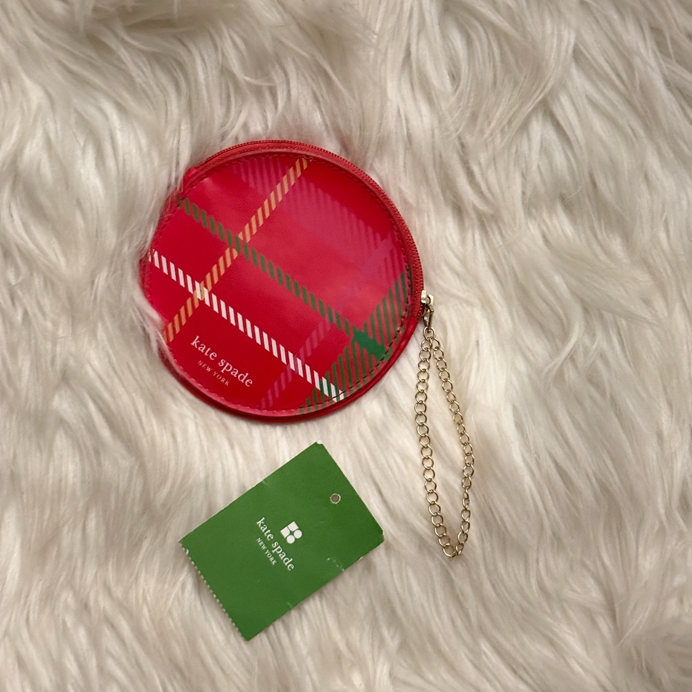 NWT Kate Spade Red Plaid Coin Purse